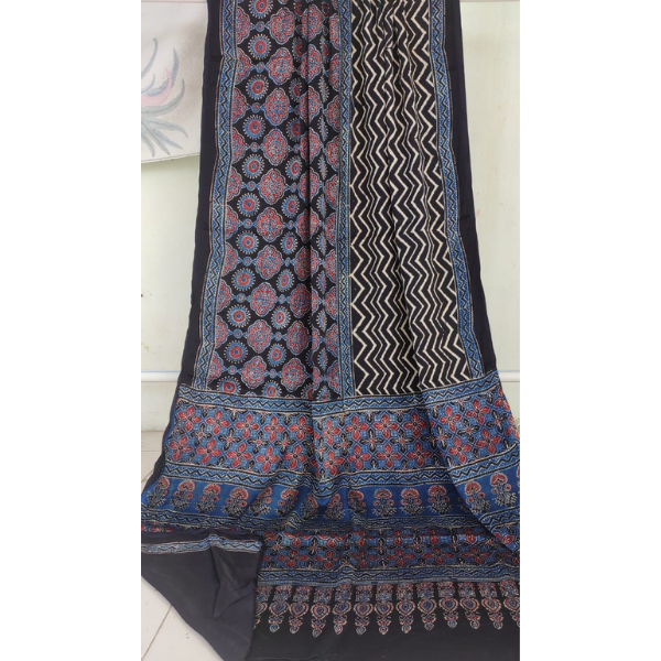 Ajrakh Block print Saree 